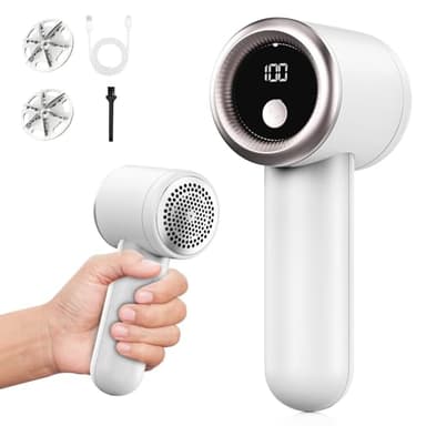 3位 MUDOKAGU 【高速取り に戻る】 毛玉取り 電動 MUDKAGU 三色 毛玉クリーナー 120g 超軽量 毛玉カッター 替刃2個付き コードレス LCDディスプレイ Type-C充電 コンパクト 三段階調整 バッテリー残量表示 強力6枚刃 安全装置 小型で持ちやすい 靴下 寝具 カーペット 日本語取扱説明書付き (ホワイト) - ¥4,999