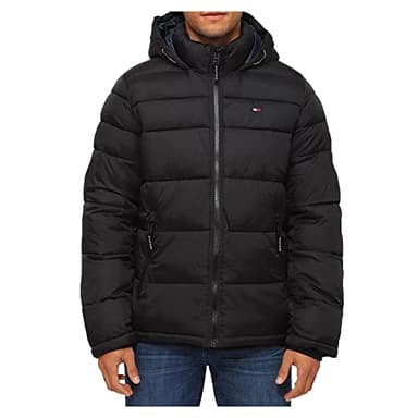9位 Tommy Hilfiger TOMMY HILFIGER (トミーヒルフィガー) パッファージャケット 中綿ジャケット メンズ PERFORMANCE HOODY PUFFER JACKET 158AN508 BLK ブラック Lサイズ - ¥12,798