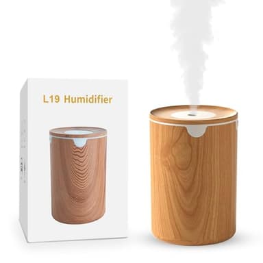 6位 ラブホーム美家 【2025新進化モデル加湿器・木目調】加湿器 小型 卓上 大容量 320ML 除菌 アロマ対応 LEDライト 超音波式 静音 卓上 自動停止機能 空焚き防止 お手入れ簡単 デスク 寝室 オフィス 車用 リビング 次亜塩素酸水対応 乾燥/花粉症対策(ライトウッド) - ¥1,601