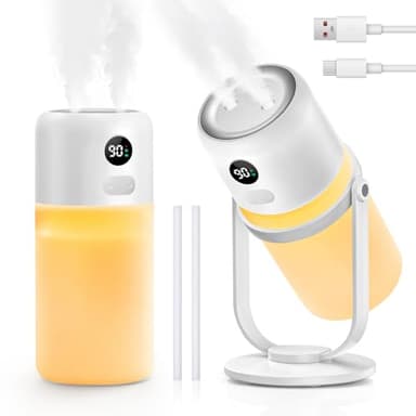 7位 SALAWIT 加湿器 小型 卓上 【新モデル 多機能 超音波式】 ダブル噴霧 抗菌 360°回転ミスト Type-C充電 コードレス 省エネ 暖光LED 明るさ調節可能 静音20dB 300ml大容量 アロマ対応 次亜塩素酸水対応 タイマー機能 空焚き防止 持ち運び便利 車載 寝室 オフィス リビング対応 乾燥 花粉症 肌荒れ対策 日本語説明書 プレゼント - ¥3,211